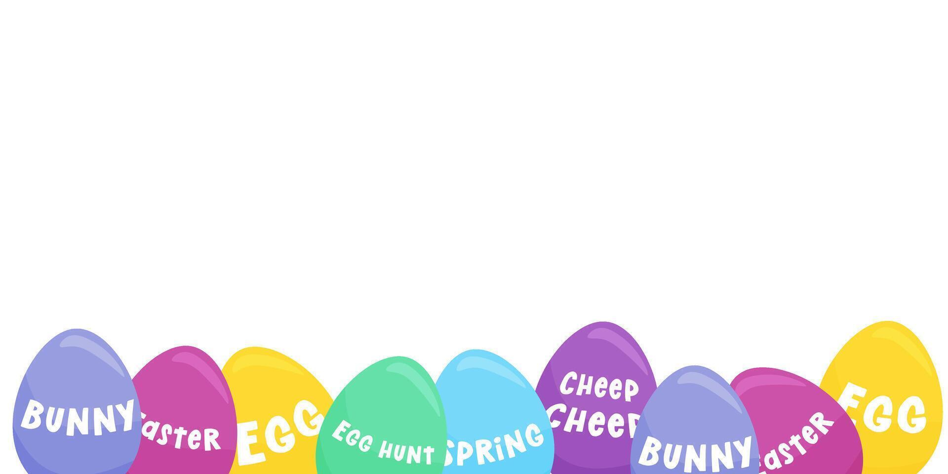 banier met geschilderd Pasen eieren Aan een transparant achtergrond. vector illustratie. kopiëren ruimte