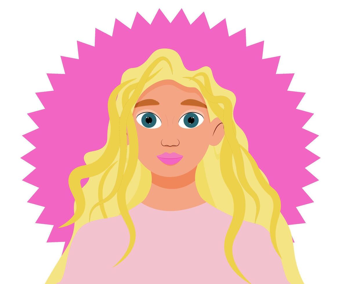 schattig pop met blond haar- in een roze blouse. vector illustratie