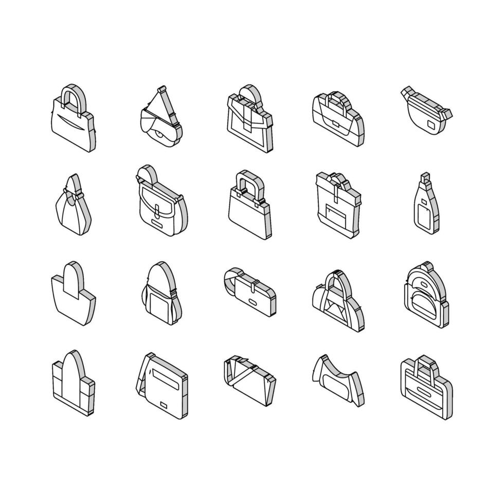 zak handtas vrouw handtas mode isometrische pictogrammen reeks vector