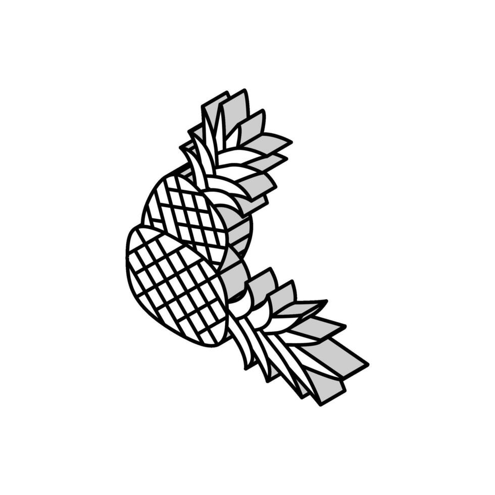 ananas geheel twee isometrische icoon vector illustratie