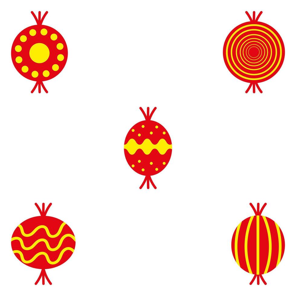 Chinese nieuw jaar lantaarn icoon set. overladen decoratie vector