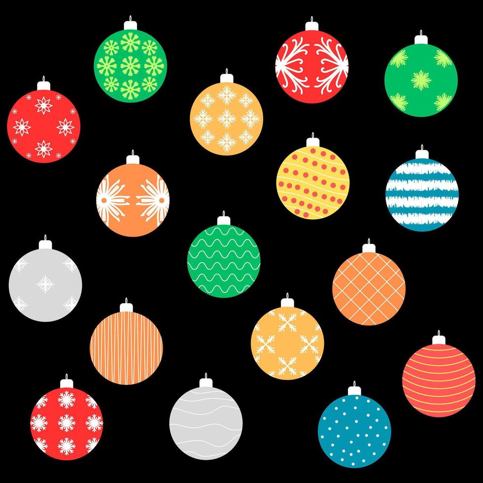 Kerstmis boom decoratie ballen set. ornament vlak ontwerp vector