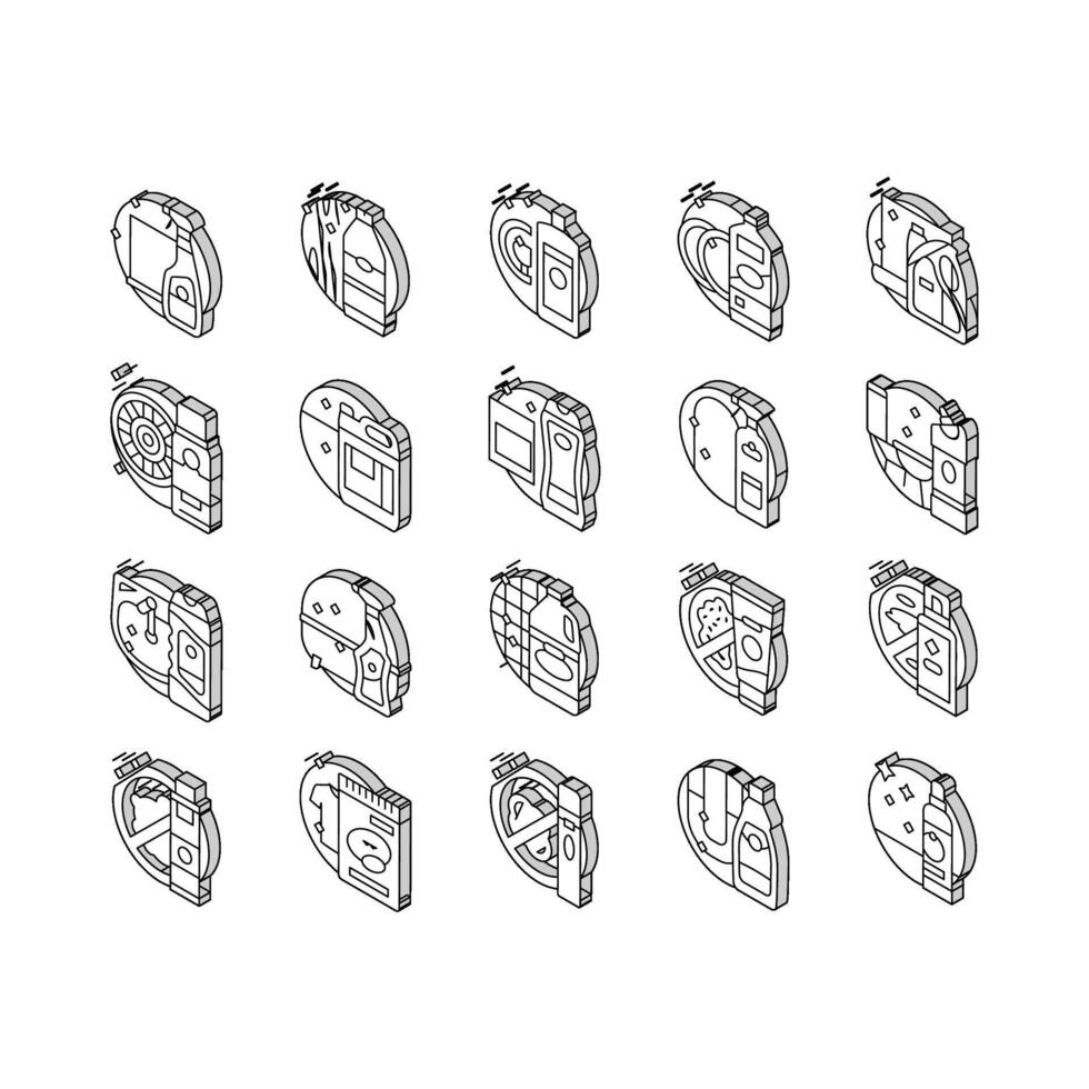 schoonmaakster schoon wasmiddel wassen hand- isometrische pictogrammen reeks vector