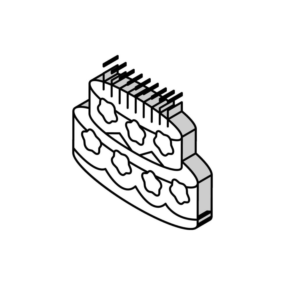 verjaardag taart voedsel toetje isometrische icoon vector illustratie