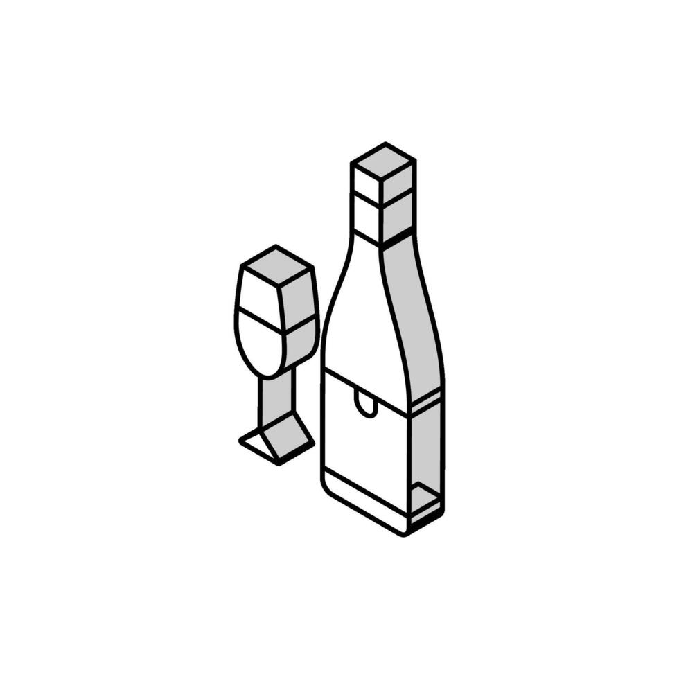 sauvignon blanc wit wijn isometrische icoon vector illustratie
