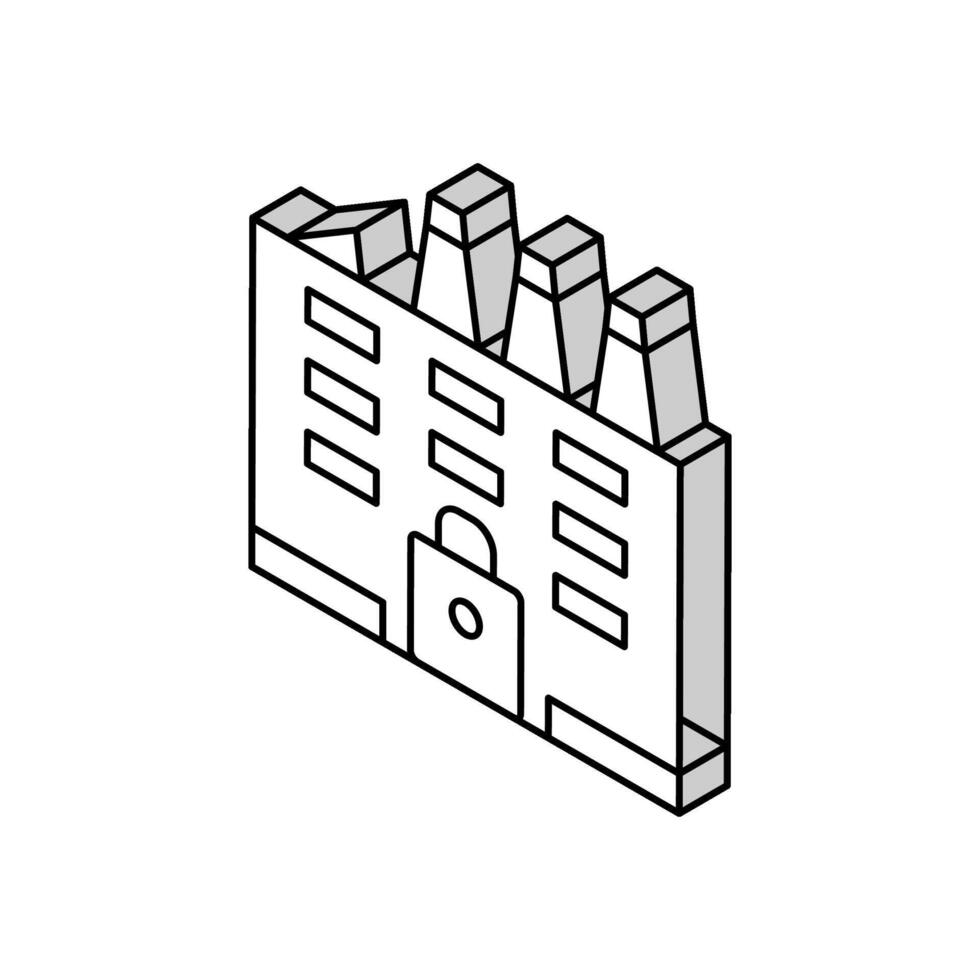 Gesloten fabriek isometrische icoon vector illustratie