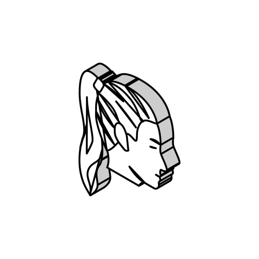 paardenstaart kapsel vrouw isometrische icoon vector illustratie