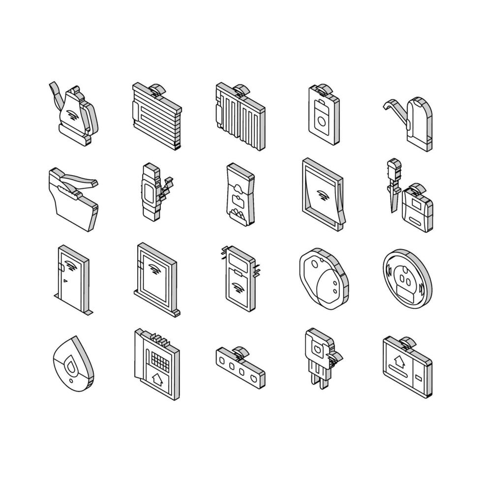 huis slim technologie controle isometrische pictogrammen reeks vector