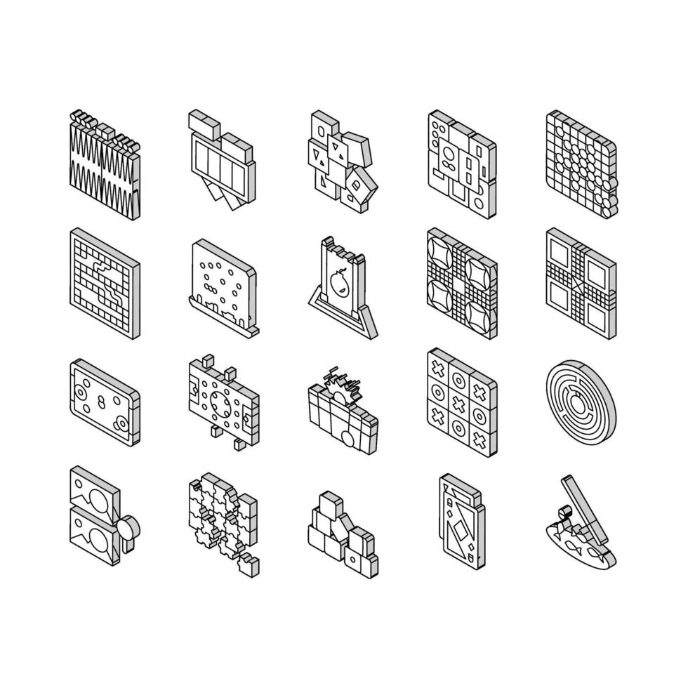 spel tafel Speel bord isometrische pictogrammen reeks vector