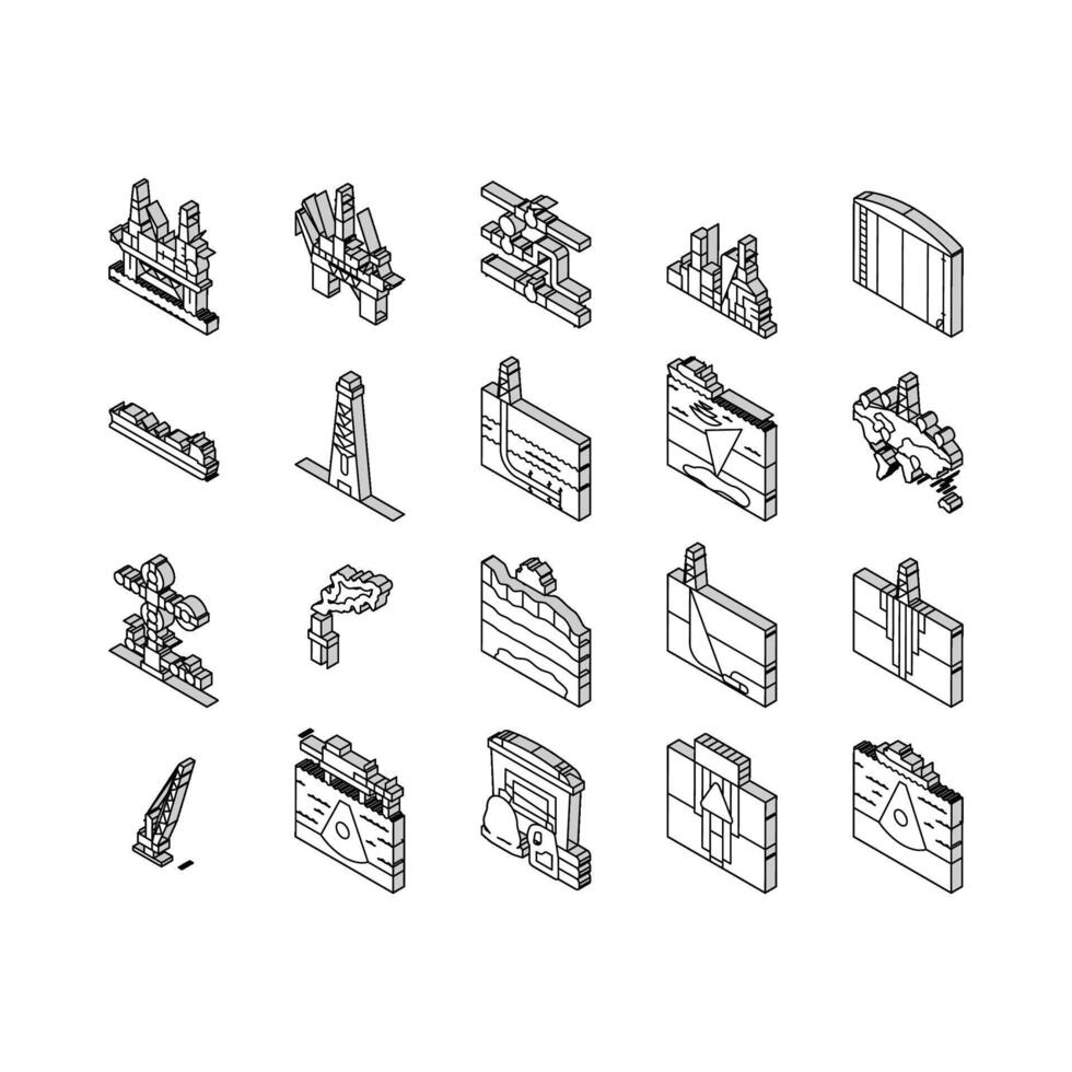 petroleum ingenieur olie industrie isometrische pictogrammen reeks vector