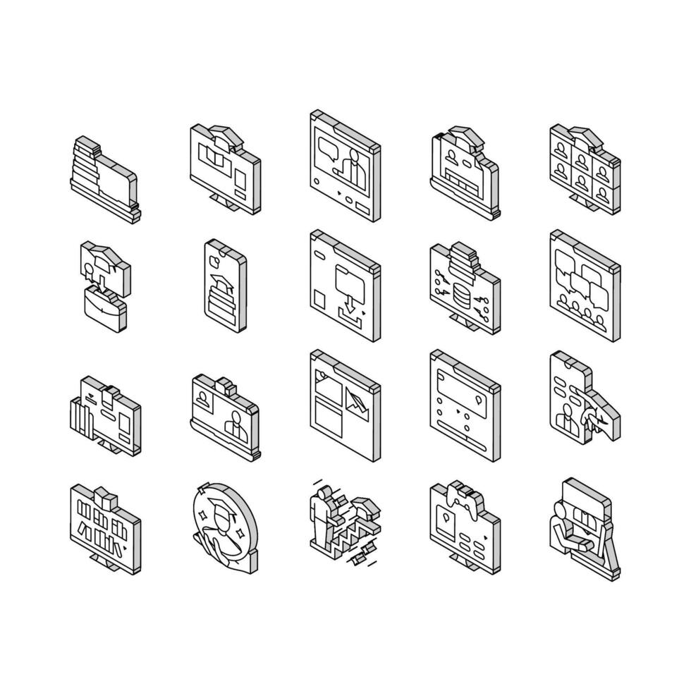 online aan het leren platform web isometrische pictogrammen reeks vector