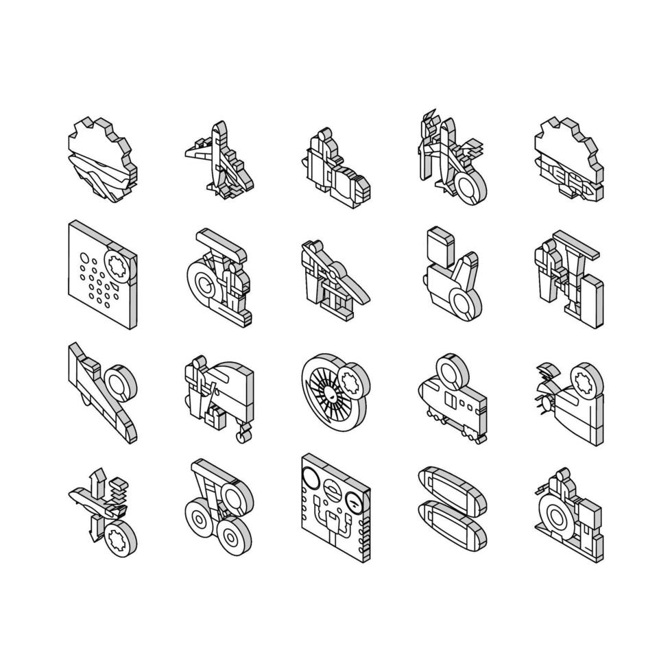 vliegtuig monteur isometrische pictogrammen reeks vector