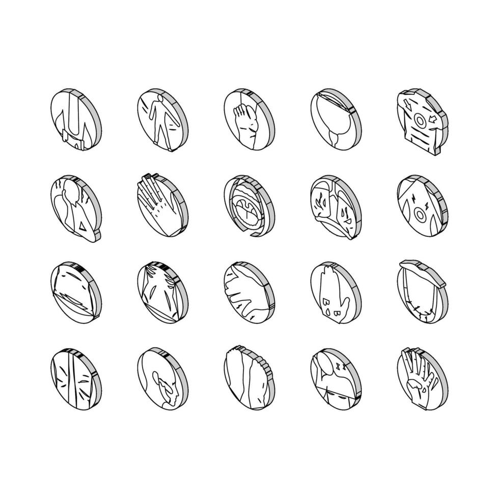 ziekte symptoom Gezondheid isometrische pictogrammen reeks vector