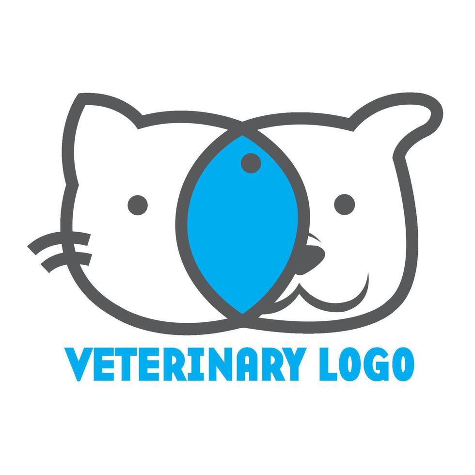 vector huisdier winkel logo ontwerp sjabloon. modern dier icoon etiket voor op te slaan, veterinair kliniek, ziekenhuis, schuilplaats, bedrijf Diensten. vlak illustratie achtergrond met vis hond en kat hoofden