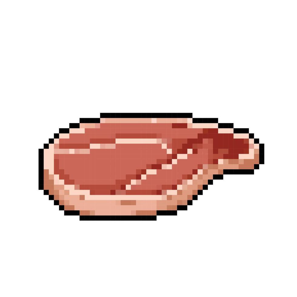 rauw ongekookt rundvlees vlees. pixel beetje retro spel gestileerd vector illustratie tekening. gemakkelijk vlak tekenfilm Koken ingrediënten tekening geïsoleerd Aan plein wit achtergrond.