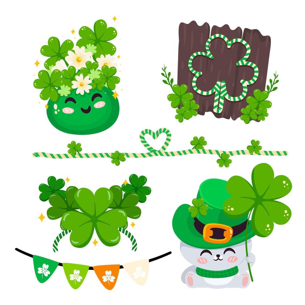 hand- trek schattig st. patrick's dag elementen geïsoleerd Aan wit achtergrond. vector illustratie.