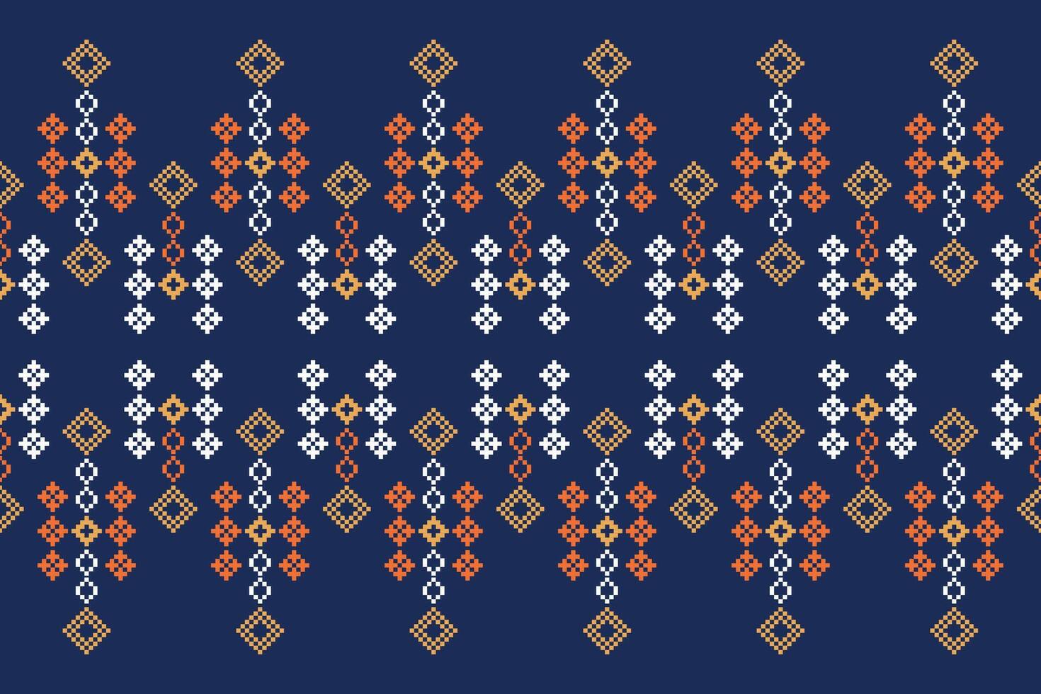 traditioneel etnisch motieven ikat meetkundig kleding stof patroon kruis steek.ikat borduurwerk etnisch oosters pixel marine blauw achtergrond. abstract,vector,illustratie. textuur, sjaal, decoratie, behang. vector