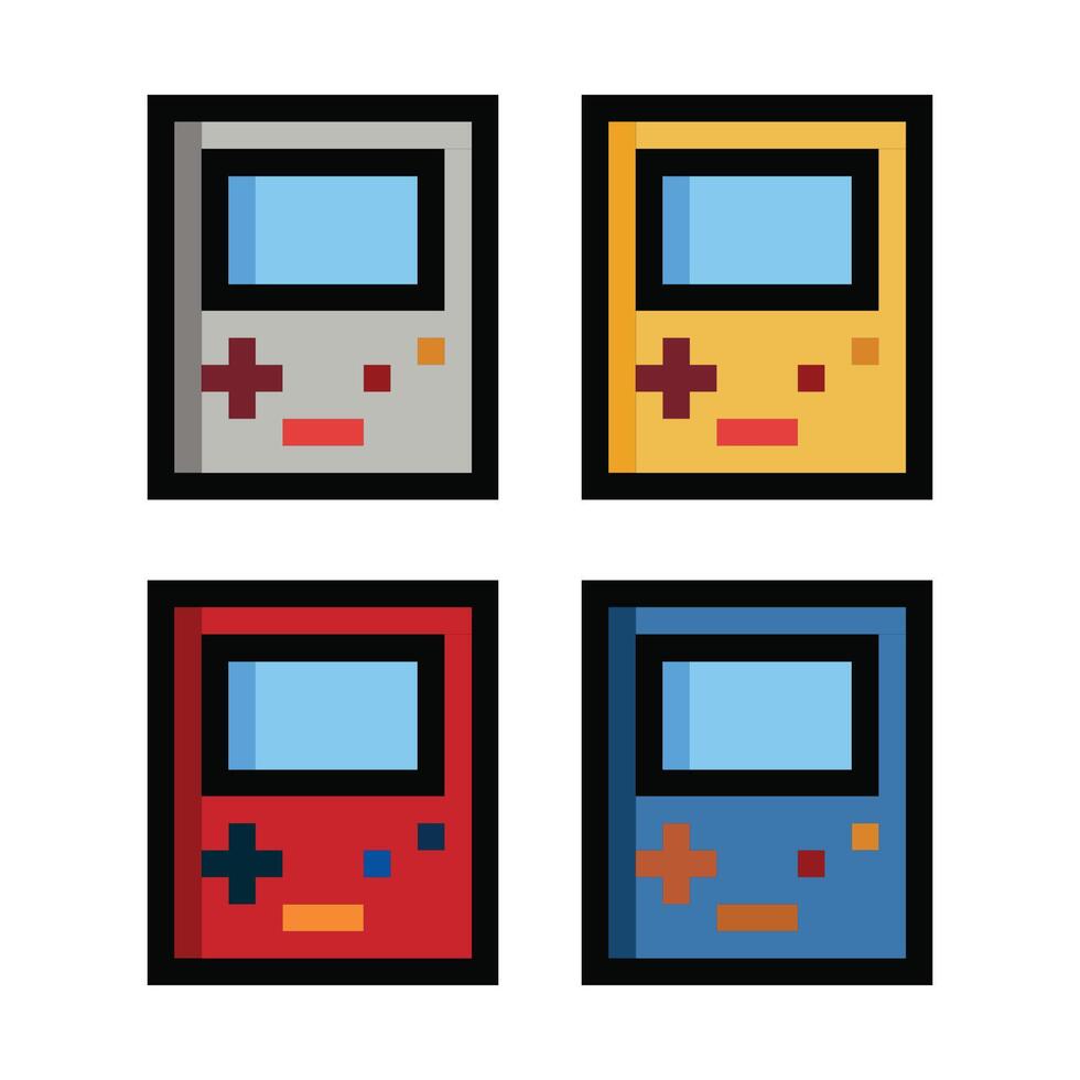 schattig pixel tekenfilm 8 bit karakter spel stootkussen apparaatje retro kleurrijk tekenfilm controleur gaming vector voor decoratie 8 beetje decor geïsoleerd spel vector.