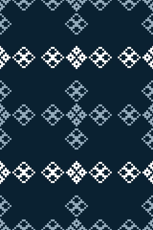 traditioneel etnisch motieven ikat meetkundig kleding stof patroon kruis steek.ikat borduurwerk etnisch oosters pixel marine blauw achtergrond. abstract,vector,illustratie. textuur, sjaal, decoratie, behang. vector