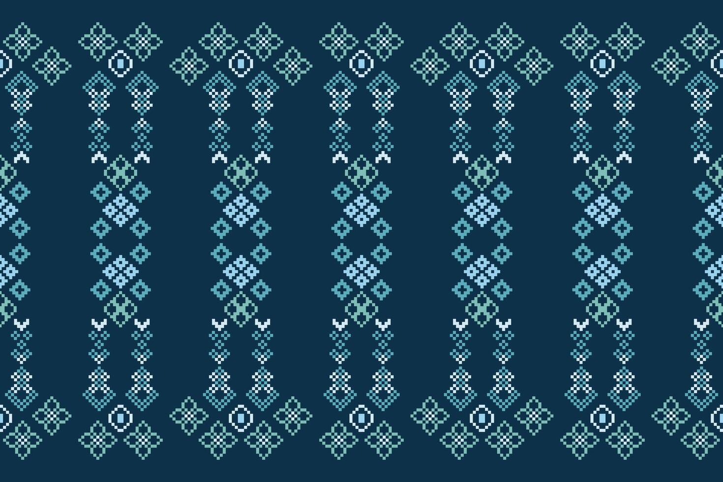 traditioneel etnisch motieven ikat meetkundig kleding stof patroon kruis steek.ikat borduurwerk etnisch oosters pixel marine blauw achtergrond. abstract,vector,illustratie. textuur, sjaal, decoratie, behang. vector