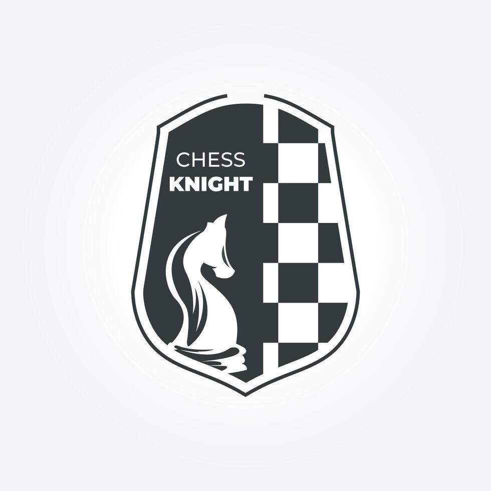 embleem insigne schaak ridder logo ontwerp sjabloon. wijnoogst vector schaakbord icoon etiket illustratie ontwerp