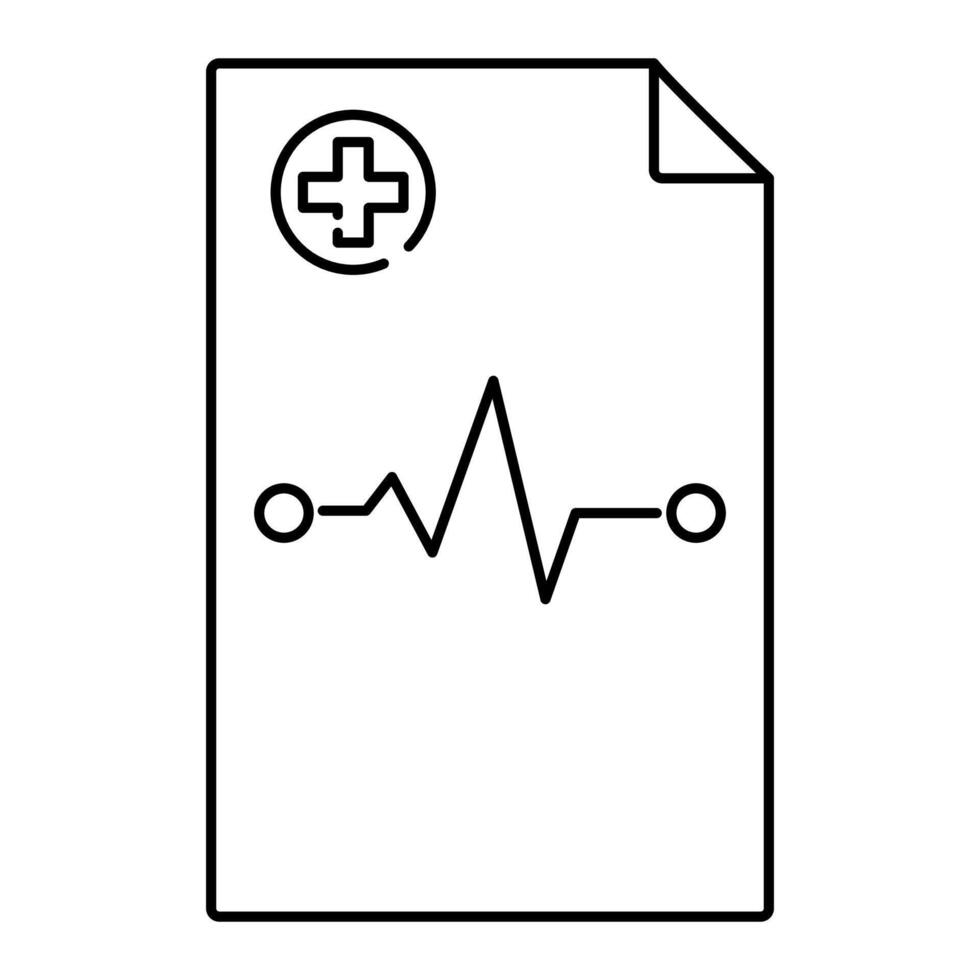 vector geïsoleerd icoon van vel van papier, medisch document met kardiogram symbool. ziekenhuis rapport, dokter behandeling recept.