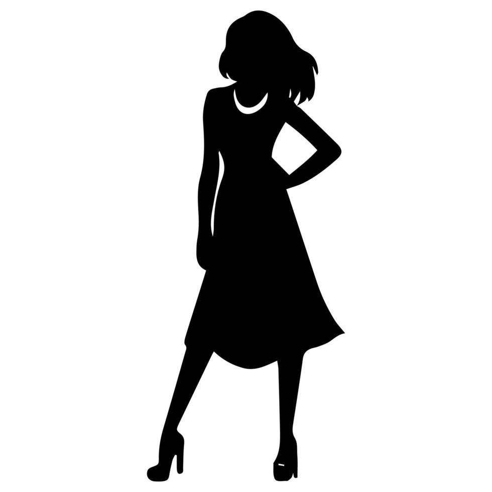 Dames model- silhouet staand verschillend poseren Aan een wit achtergrond vector