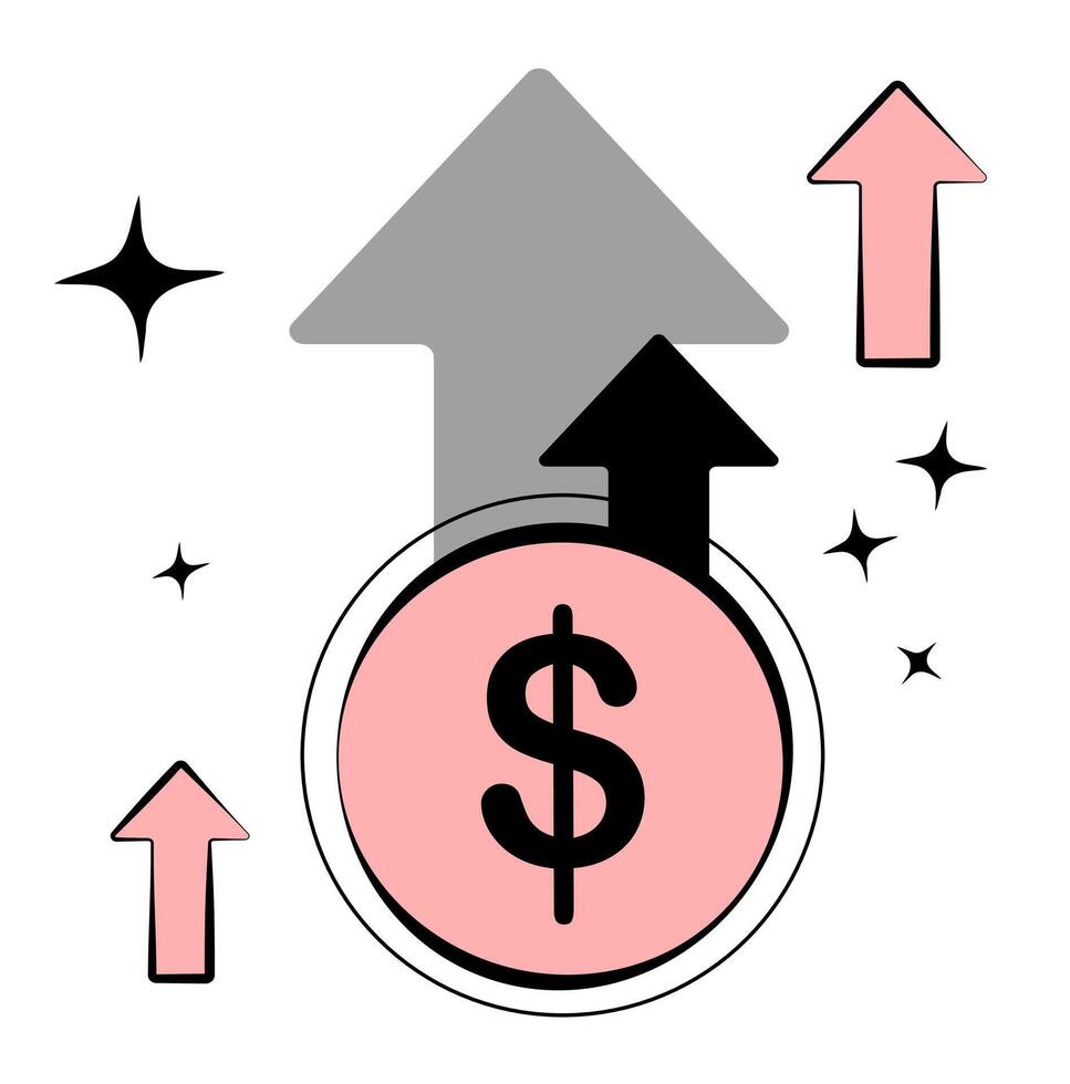 dollar en pijlen Aan een wit achtergrond vector