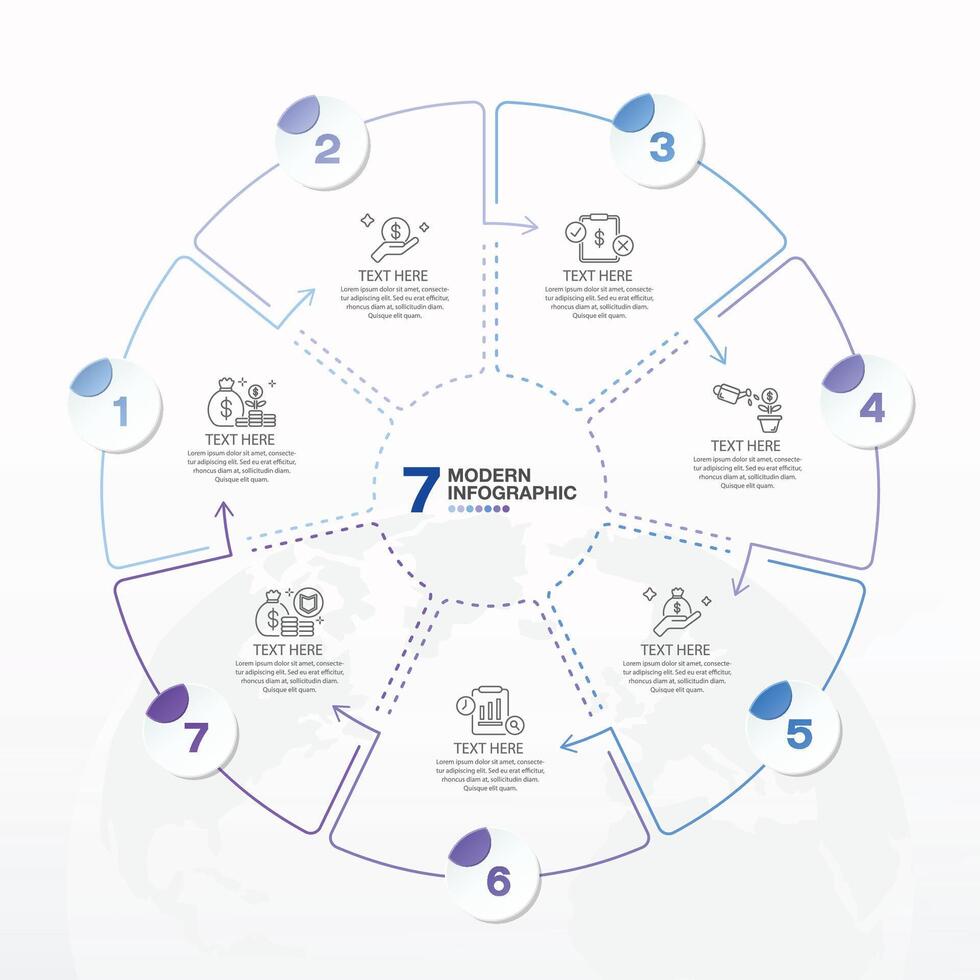 blauw toon cirkel infographic met 7 stappen, werkwijze of opties. vector