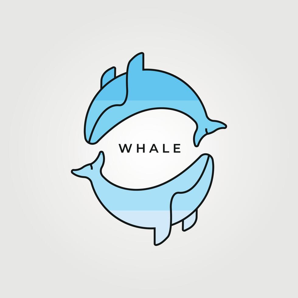 omwenteling walvis logo vector wijnoogst illustratie ontwerp