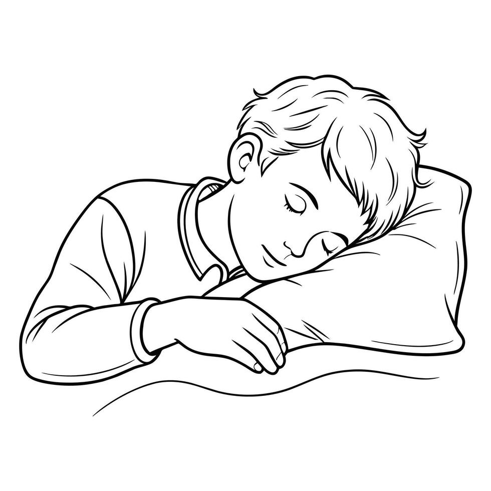 jongen slapen doorlopend lijn kunst vector illustratie.