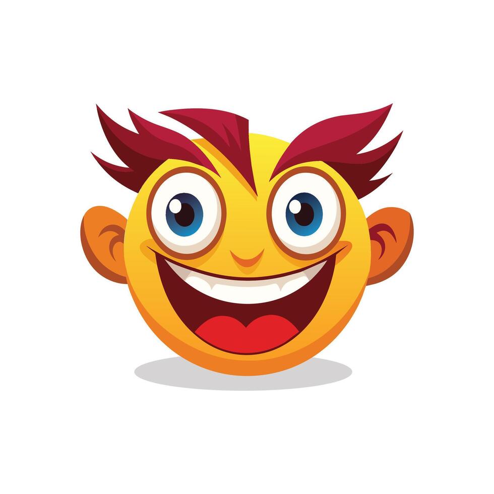 grijnzend gezicht met groot ogen emoji vlak vector illustratie Aan wit achtergrond