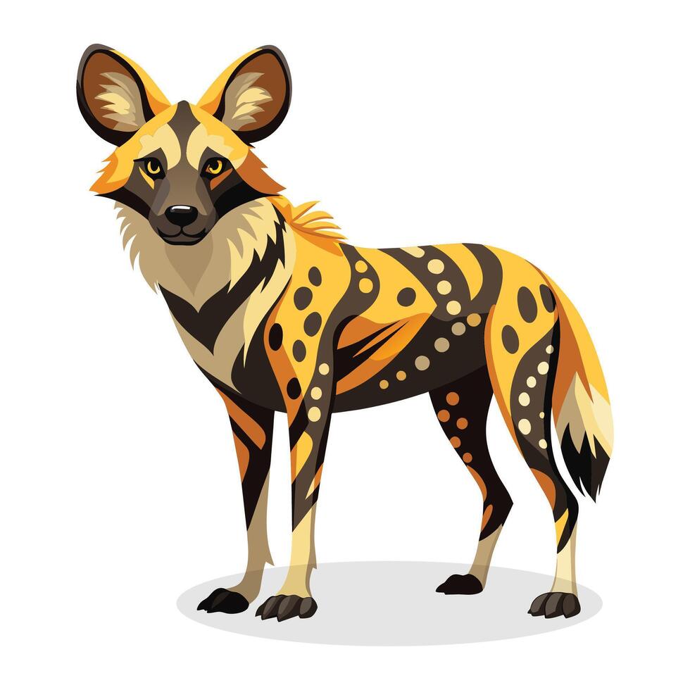 Afrikaanse wild hond vector illustratie Aan wit achtergrond