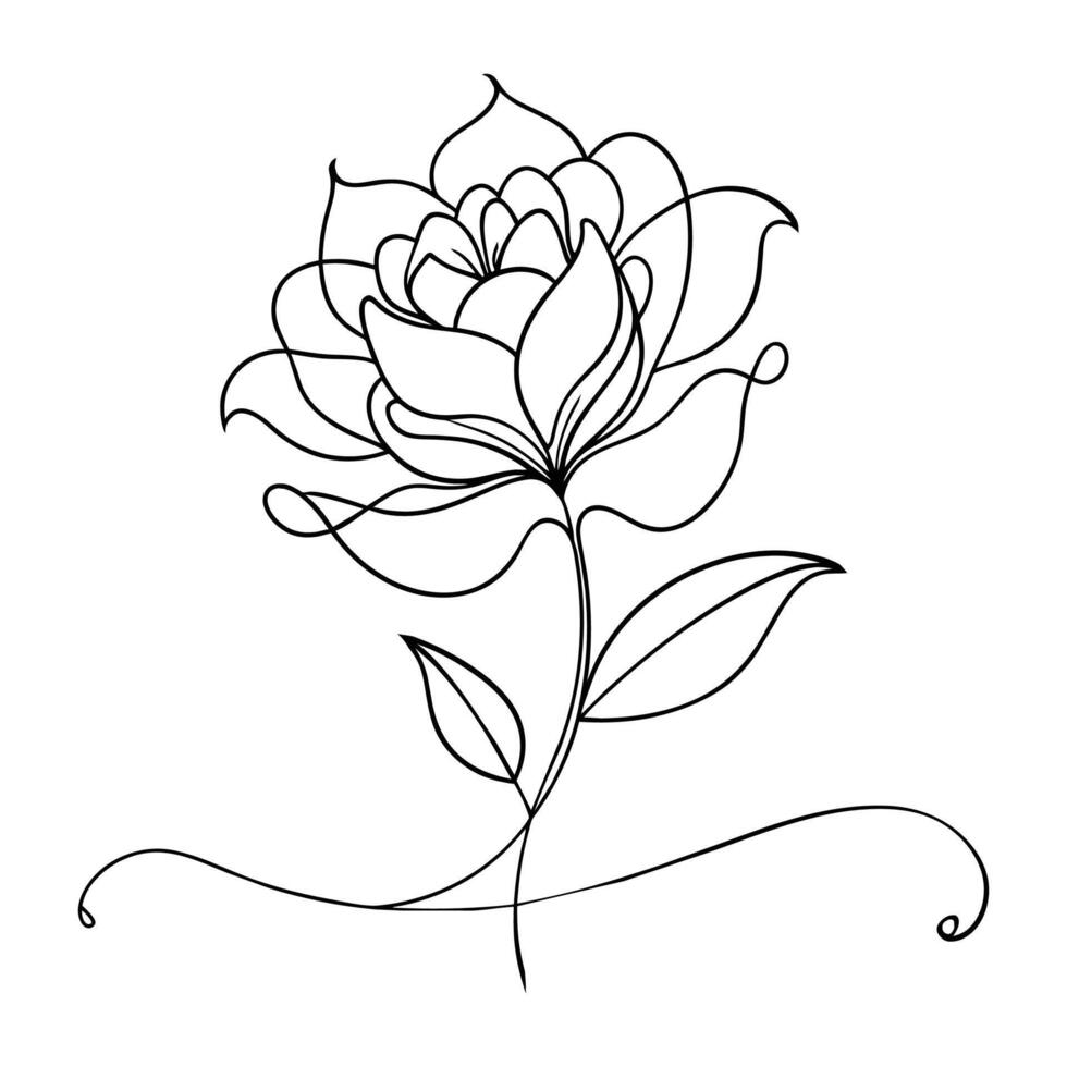 bloem doorlopend lijn kunst tekening vector