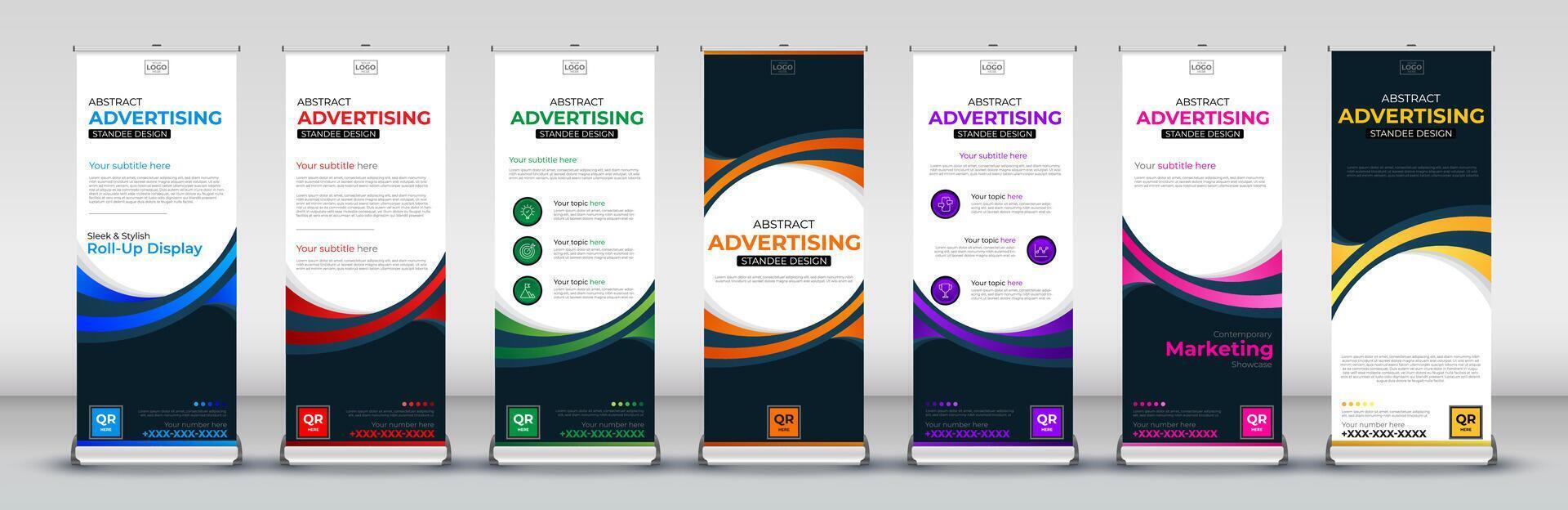 bedrijf rollen omhoog banier verticaal sjabloon ontwerp voor folder, brochure, infographics. modern X banier en vlag banier en reclame vector