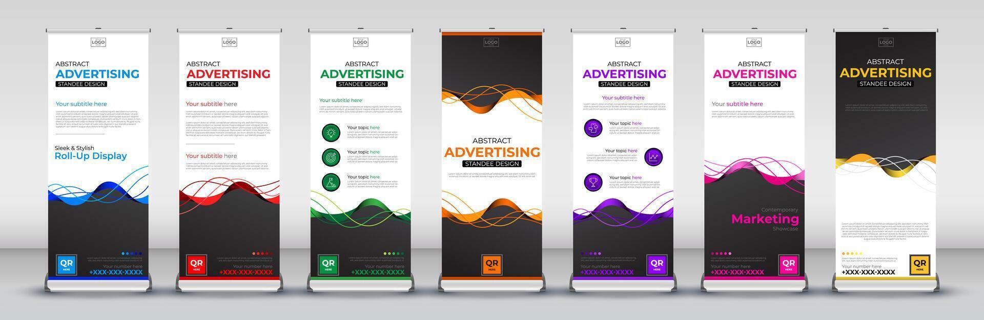 bedrijf rollen omhoog banier verticaal sjabloon ontwerp voor folder, brochure, infographics. modern X banier en vlag banier en reclame vector