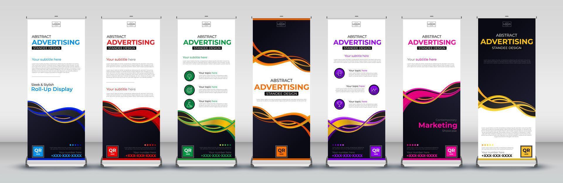 bedrijf rollen omhoog banier verticaal sjabloon ontwerp voor folder, brochure, infographics. modern X banier en vlag banier en reclame vector