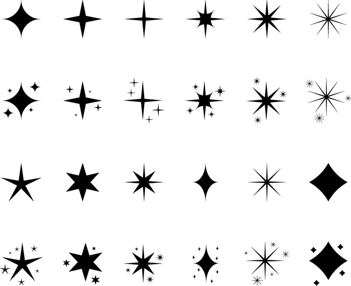 sterren, schijnen, glans, licht of vonken pictogrammen verzameling vector