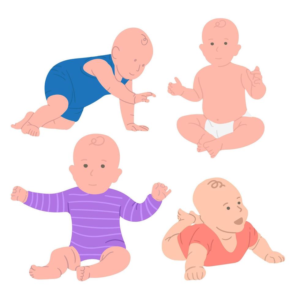 vrij vector tekenfilm baby reeks verzameling kunst illustratie