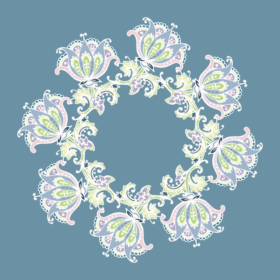 decoratief sier- paisley bloemen ronde mandala kader vector