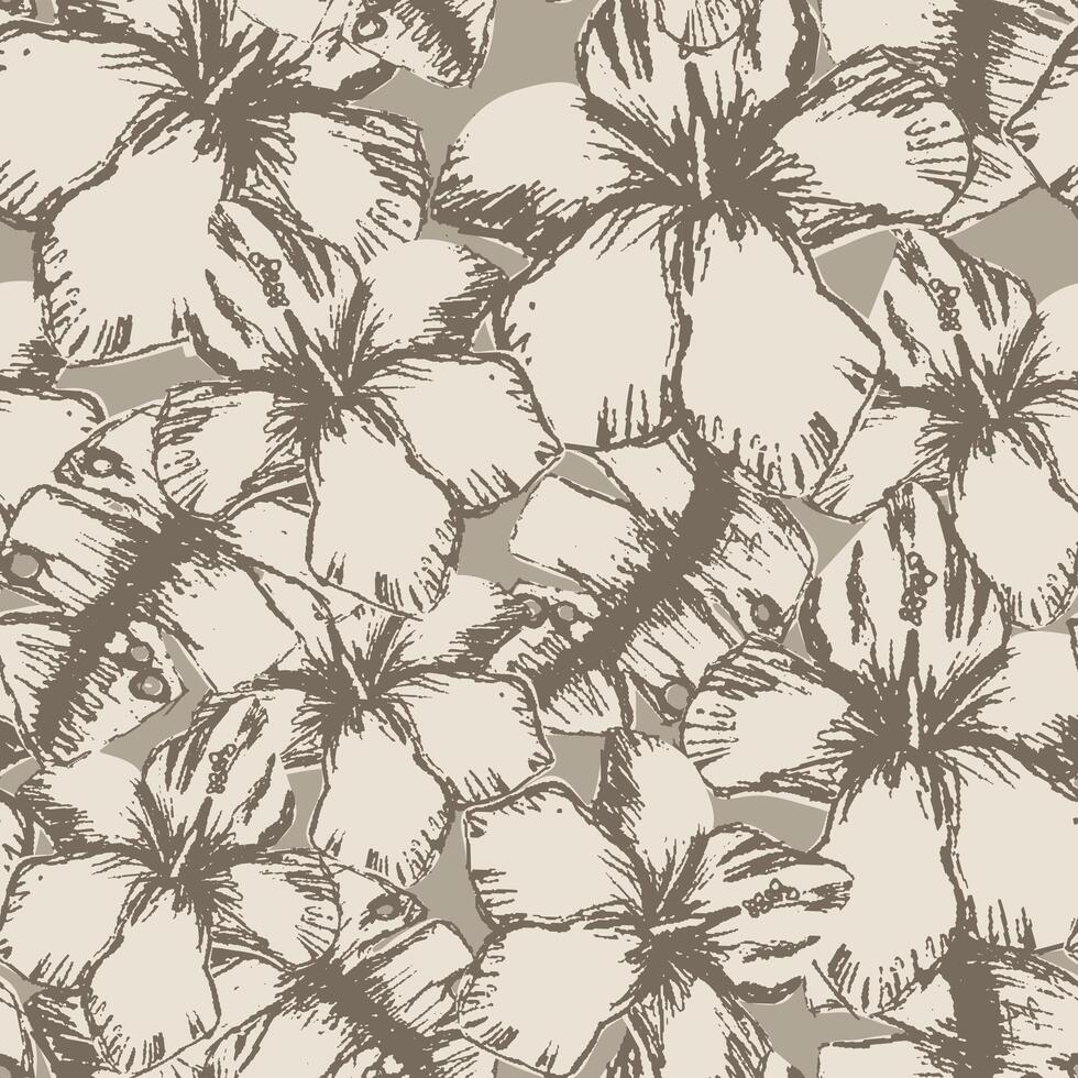 elegantie grunge monochroom botanisch naadloos patroon met hand- getrokken bloemen tekening vector