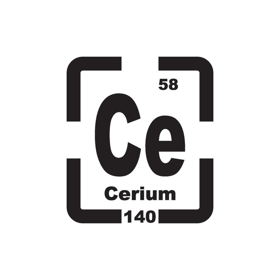 cerium icoon, chemisch element in de periodiek tafel vector