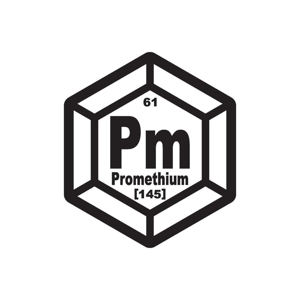 promethium icoon, chemisch element in de periodiek tafel vector