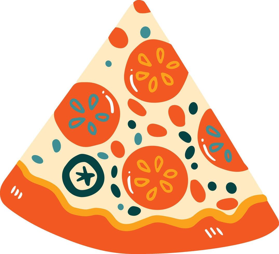 isoleren plak van pizza vlak stijl Aan achtergrond vector