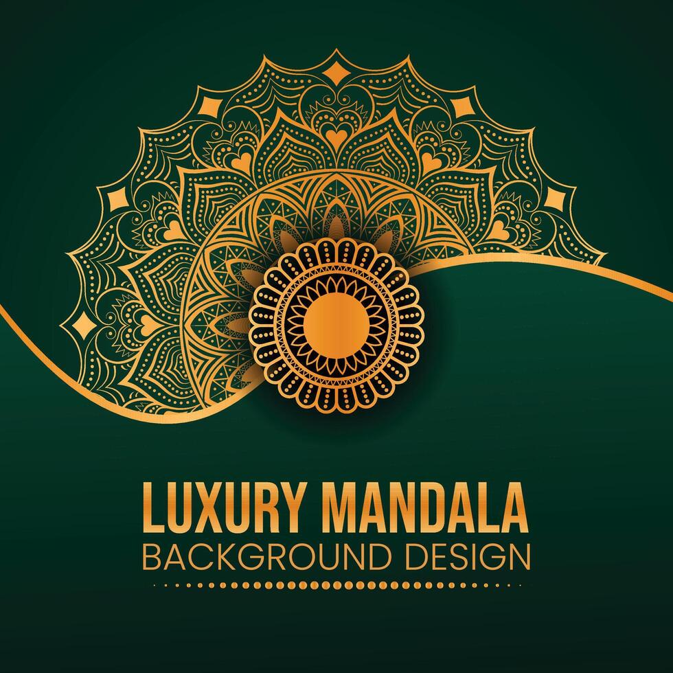 luxe sier- mandala effect ontwerp achtergrond met gouden kleur vector