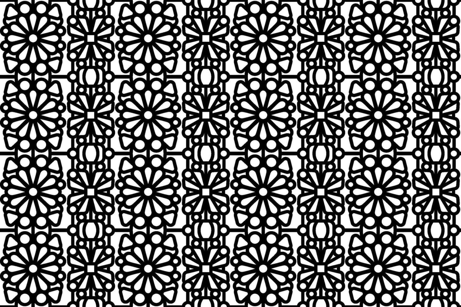 abstract naadloos zwart en wit bloemen patroon. veter, trimmen, lijn kunst patroon met bloemen elementen. vector