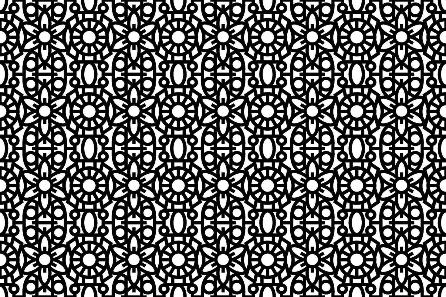 abstract naadloos zwart en wit bloemen patroon. veter, trimmen, lijn kunst patroon met bloemen elementen. vector