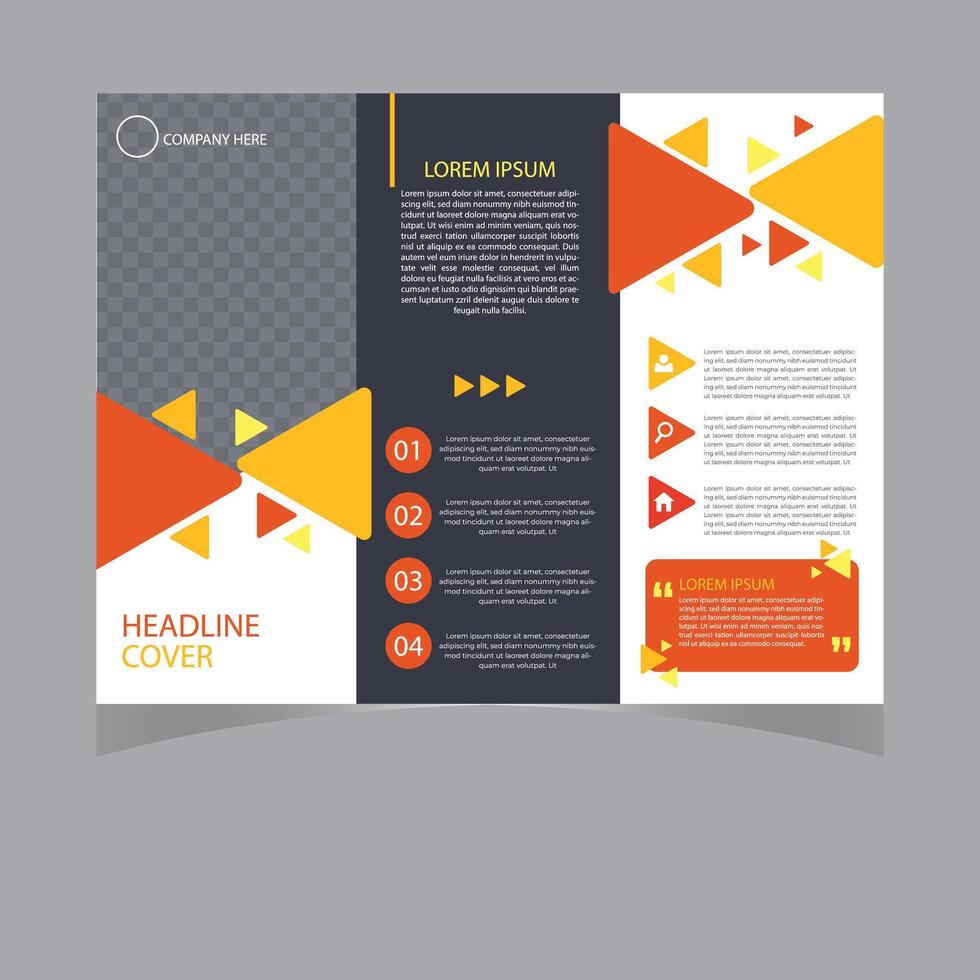 bedrijf drievoud brochure ontwerp, brochure sjabloon, creatief drievoud, neiging brochure vector