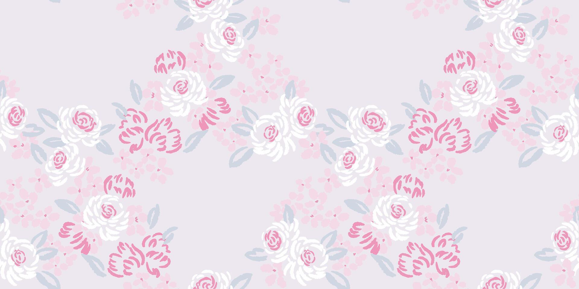 licht pastel creatief voorzichtig bloemen patroon. naadloos abstract, artistiek gemakkelijk roos bloemen, klein bladeren, knoppen, patroon. vector hand- getrokken schetsen. sjabloon voor ontwerp, afdrukken, collage, kleding stof