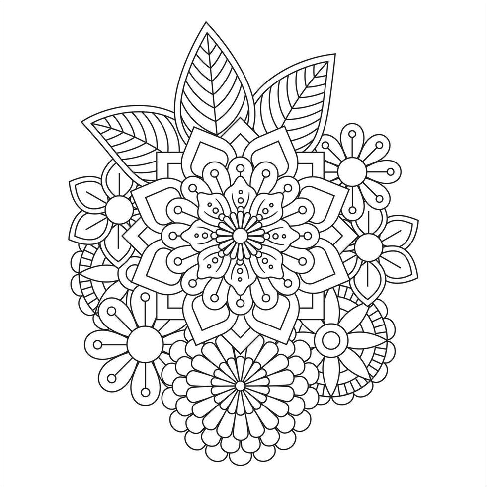 mehndi bloem patroon voor henna- tekening en tatoeëren decoratie vector